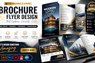design luxury real estate brochure, professional brochure for business and flyer