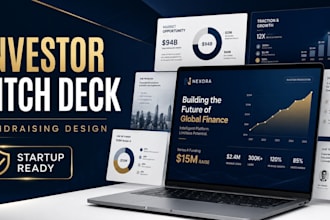 design investor presentation, startup pitch deck and fundraising deck design