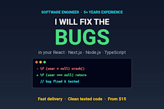fix bugs in your react nextjs nodejs or typescript code