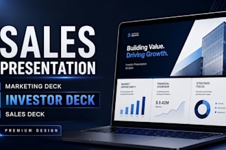 create sales presentation, marketing presentation, investor deck and sales deck