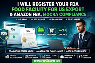 register your fda food facility for US export and amazon fba, mocra compliance