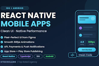 develop a professional ios and android mobile app with react native