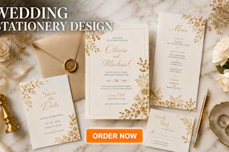 design wedding invitation stationery suite, menu and save the date