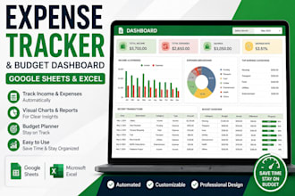 create a google sheets expense tracker, budget planner, and finance dashboard