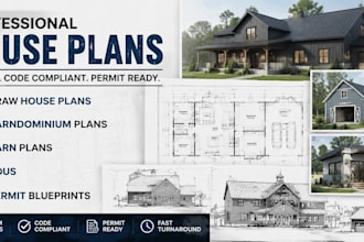 draw house plans, barndominium plans, adu and permit blueprints in autocad