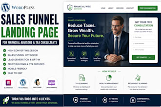 create wordpress sales funnel landing page for financial advisors tax consultant