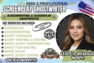 ghostwrite a professional screenplay movie script film script TV series scripts