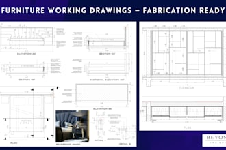 create detailed furniture working drawings and shop drawings in autocad