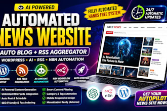 create ai wordpress autoblog news website RSS aggregator n8n automation magazine