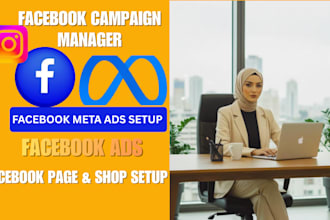 setup facebook ads campaign, instagram ads, fb page and shop