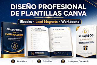 diseñaré ebook profesional, lead magnet, workbook y plantillas canva