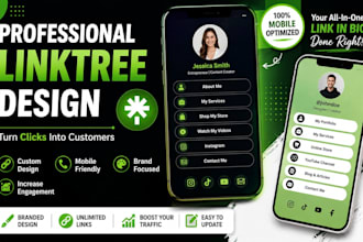 design and customize a linktree design, bio link, social media branding
