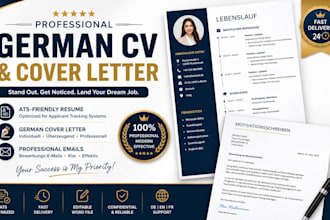 write a professional german CV, cover letter and email