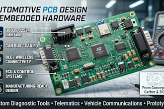 create automotive pcb , obd2, j2534 can bus ble, ecu projects