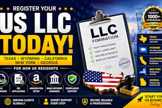 register texas, wyoming, florida, california llc with ein for non US residents