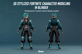 design 3d stylized fortnite character models in blender for video game