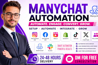 manychat slack automation instagram facebook dm reels shopify tiktok x followers