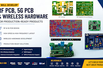 develop rf pcb, 5g pcb, and wireless hardware for production ready products