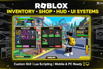 create roblox inventory, shop, hud and UI systems