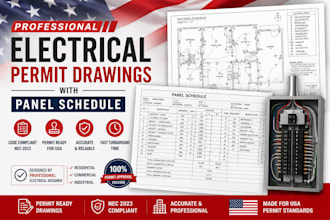 create electrical permit drawings with panel schedule for USA