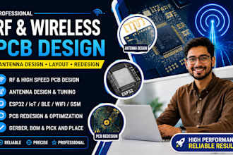 design rf wireless pcb, esp32, antenna and iot hardware