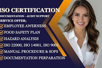 develop iso 22000 fssc 22000 14001 sop haccp gmp and food safety documentation