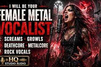 be your female vocalist for metal scream, growls, deathcore, scream, rock vocals