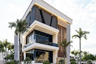 redesign luxury residential building,facade,contemporary villa,exterior lighting