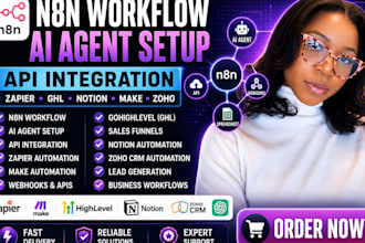 build n8n ai agent automation workflow openclaw make com API integration zapier