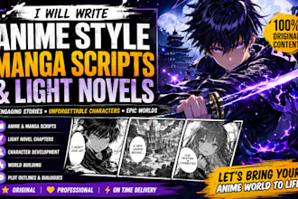 write anime style fiction manga scripts and light novels