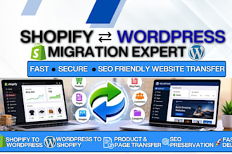 migrate wordpress, wix or woocommerce website to shopify migration pro