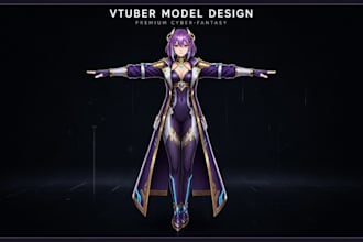 create 3d anime character, manga style, vtuber design and 3d rigging