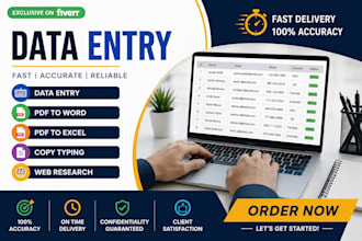 do data entry copy typing PDF to word and excel tasks