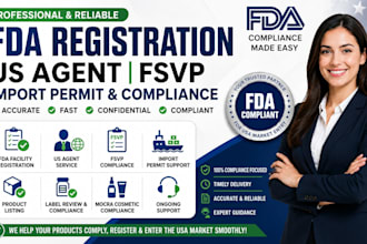 handle fda registration, US agent, fsvp, import permit and compliance