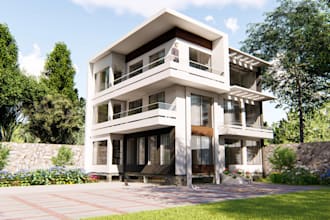 create a photorealistic 3d exterior rendering of your house or building