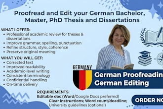 proofread and edit your german bachelor, master, phd thesis and dissertations