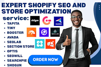 setup shopify store optimization tapita tiny booster avada seolab optics shogun