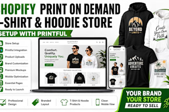 set up a branded shopify print on demand store for t shirts and hoodies