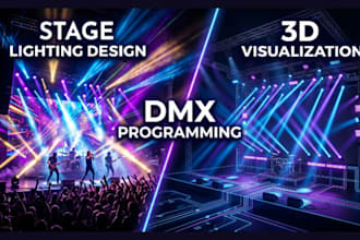 create stage lighting design and dmx programming for your event lighting setup