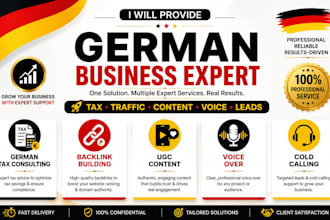 provide expert german tax consulting, backlink building, ugc content, voice over