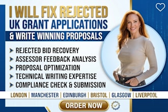 fix rejected UK grant applications and write winning grant proposals