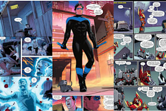 comic book illustration, comic page, graphic novel, webcomic as comic artist