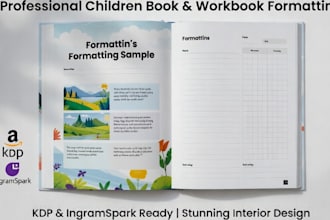 format children book, workbook planner, interior design for KDP and ingramspark