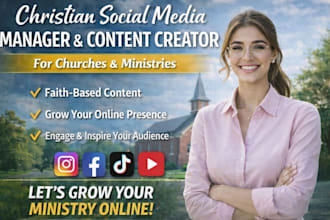 be your christian social media manager content creator for church and ministries