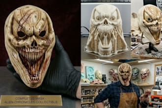 3d print, paint and ship scary horror halloween cosplay masks, helmets and props