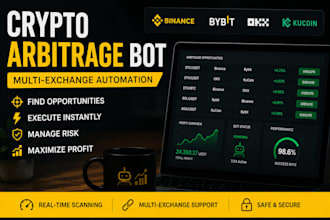 build crypto arbitrage bot for binance bybit okx kucoin and dex