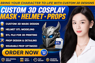 create custom 3d cosplay mask helmet stl model prop design mask prop