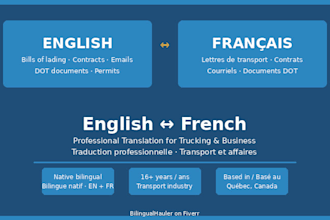 translate documents between english and french for transport and business