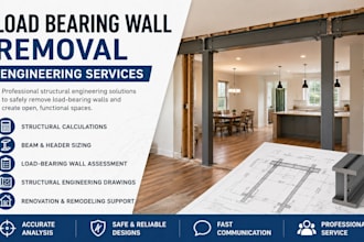 structural drawing load bearing wall removal engineer calculation and plan tx fl