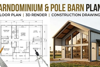 design architectural floor plans for barndominium and pole barn homes